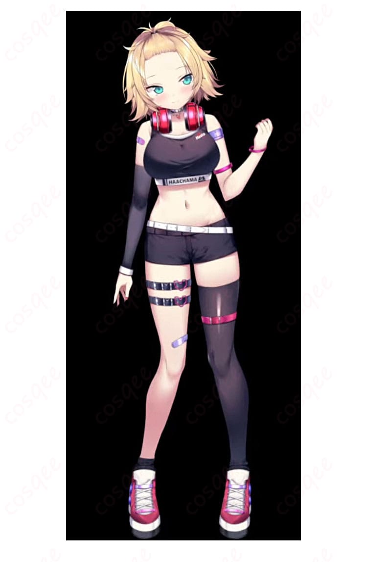 赤井はあと ちゃまお衣装のインナー構成ディテール。ビスチェ内側とショートパンツ周り、ベルト取り付け部の近接写真