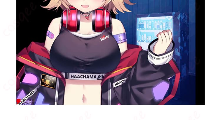 コート前身頃と衣襟の装飾ディテールがわかる赤井はあと ちゃまお衣装の上半身クローズアップ