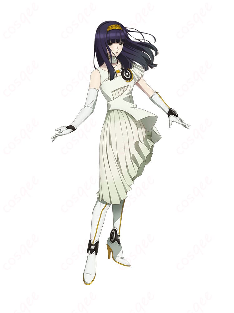 グノーシア 夕里子のコスプレ衣装を着用した全身イメージ。上品なドレスと手袋でキャラクター性を表現。