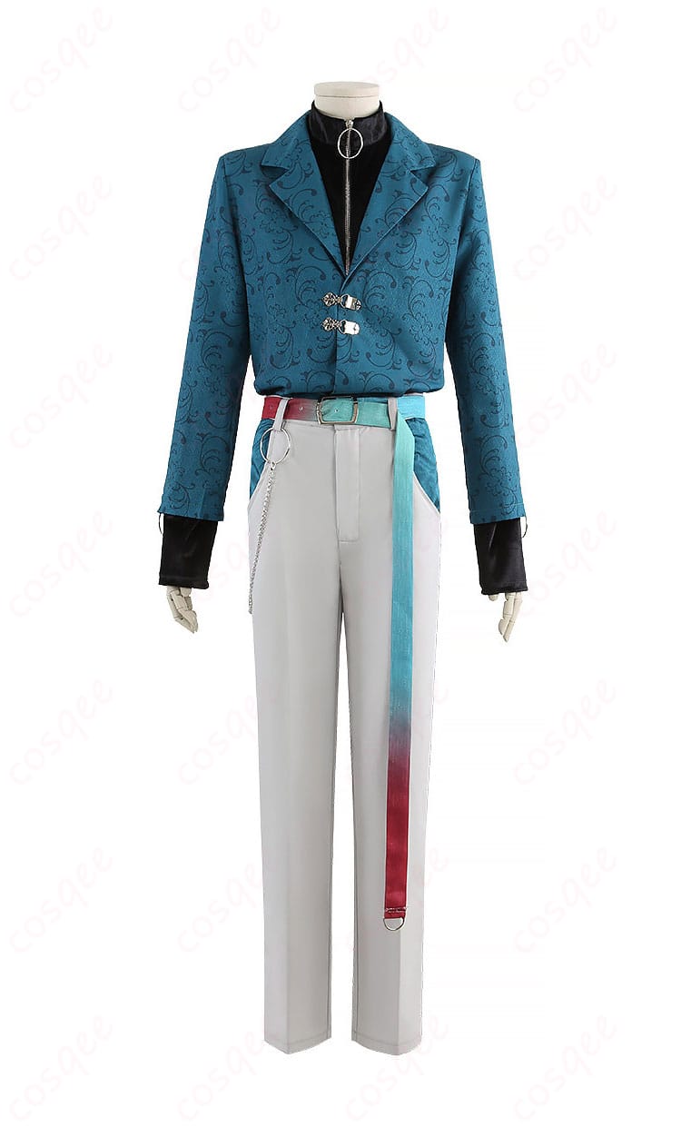 橘孝星 ステージ衣装 コートとインナーの正面全景。高発色ジャガードの質感とシャープなシルエット。