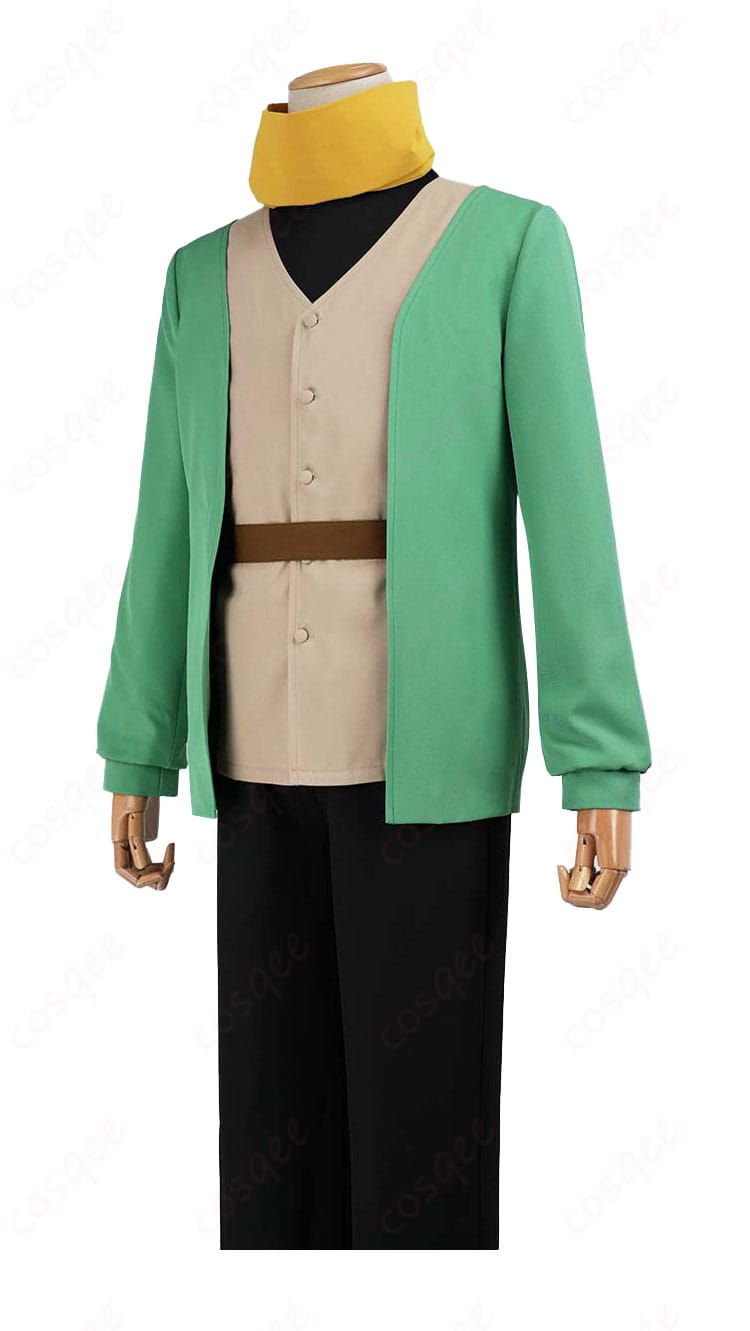 新衣装のグリーンコート前身頃ディテール(生地のハリと縫製ステッチ)