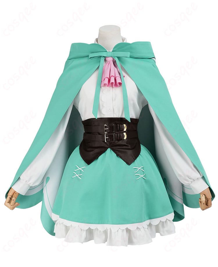 レム メイド衣装の正面全体。高発色のコントラスト配色とAラインシルエットが分かる構図