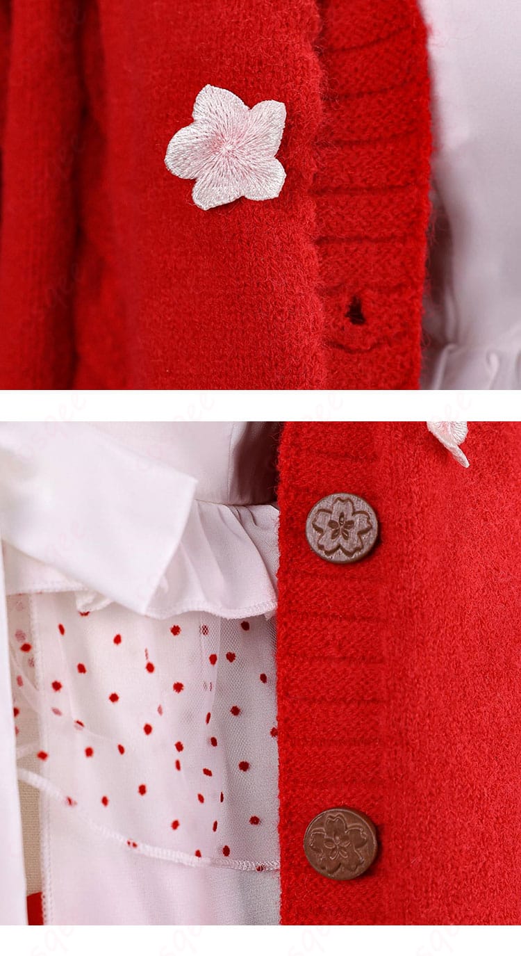 前立てボタンの近接カット(高発色ボタンパーツ)