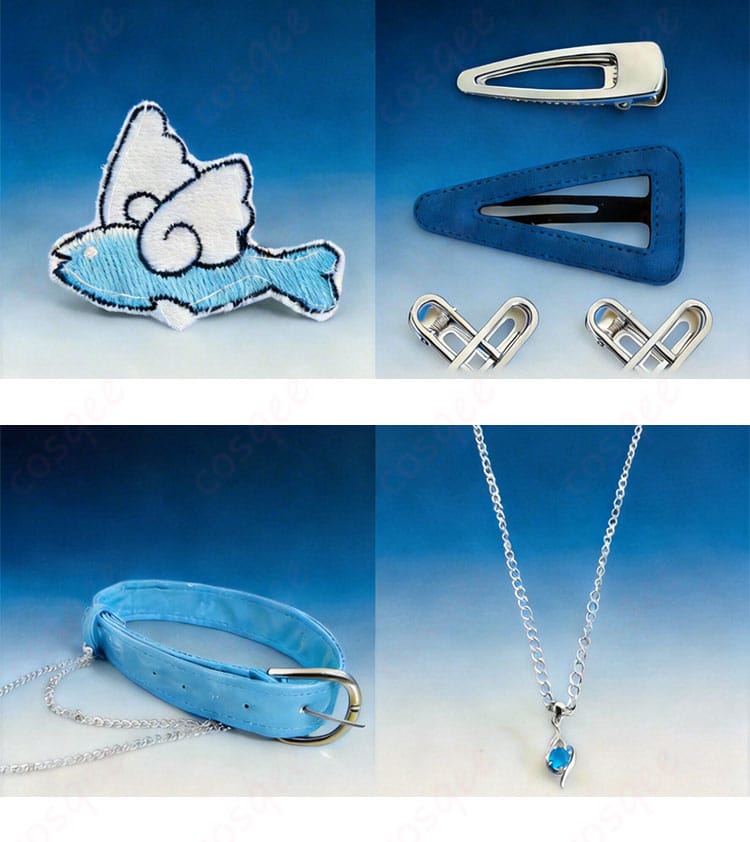 涼上エリス 初期衣装のアクセサリー構成（ヘアピン・スヌード・ネックレス・ベルト等）