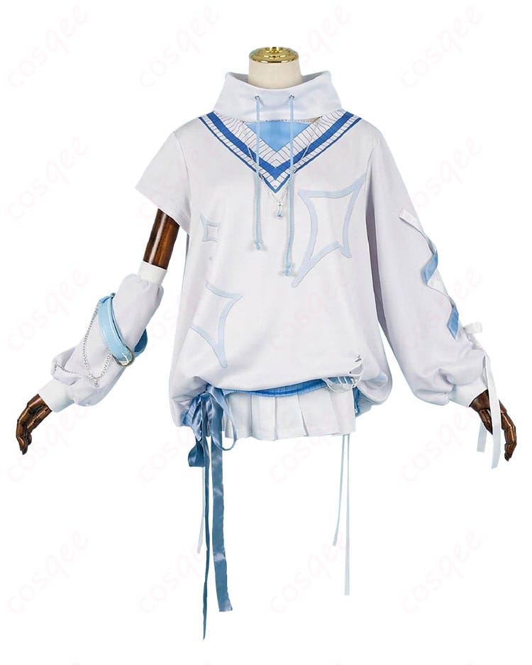 涼上エリス 初期衣装のフロント装飾ディテール。ネックレスや配色パーツの近接