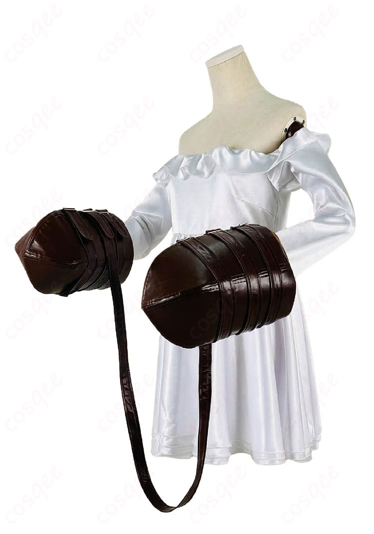 ブラウンダスト2 ルー 白い猫コスプレ衣装の側面シルエット画像（ラインと丈感の確認用）