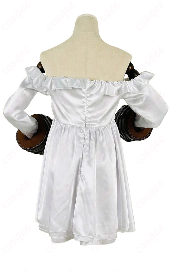 ブラウンダスト2 ルー 白い猫コスプレ衣装の背面画像（後ろ姿のシルエットとディテール）