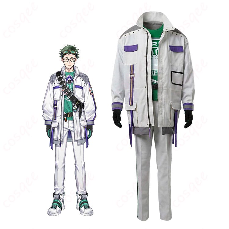 トレイ・クローバーのクラブ・ウェア一式を着用した全身イメージと衣装ディテール