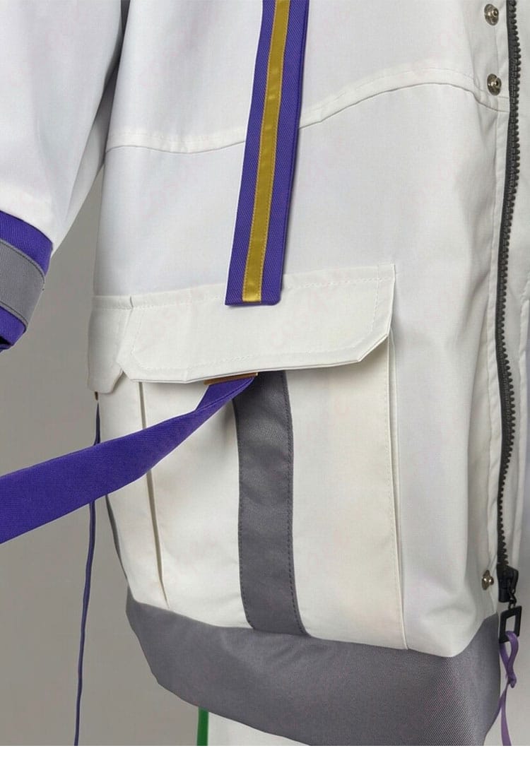 装飾ポケット周りのステッチとパイピングの近接ディテール