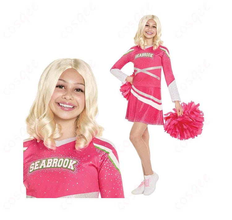 チアトップスの胸元ロゴとライン装飾のディテール画像|縫製とトリムの質感がわかるクローズアップ