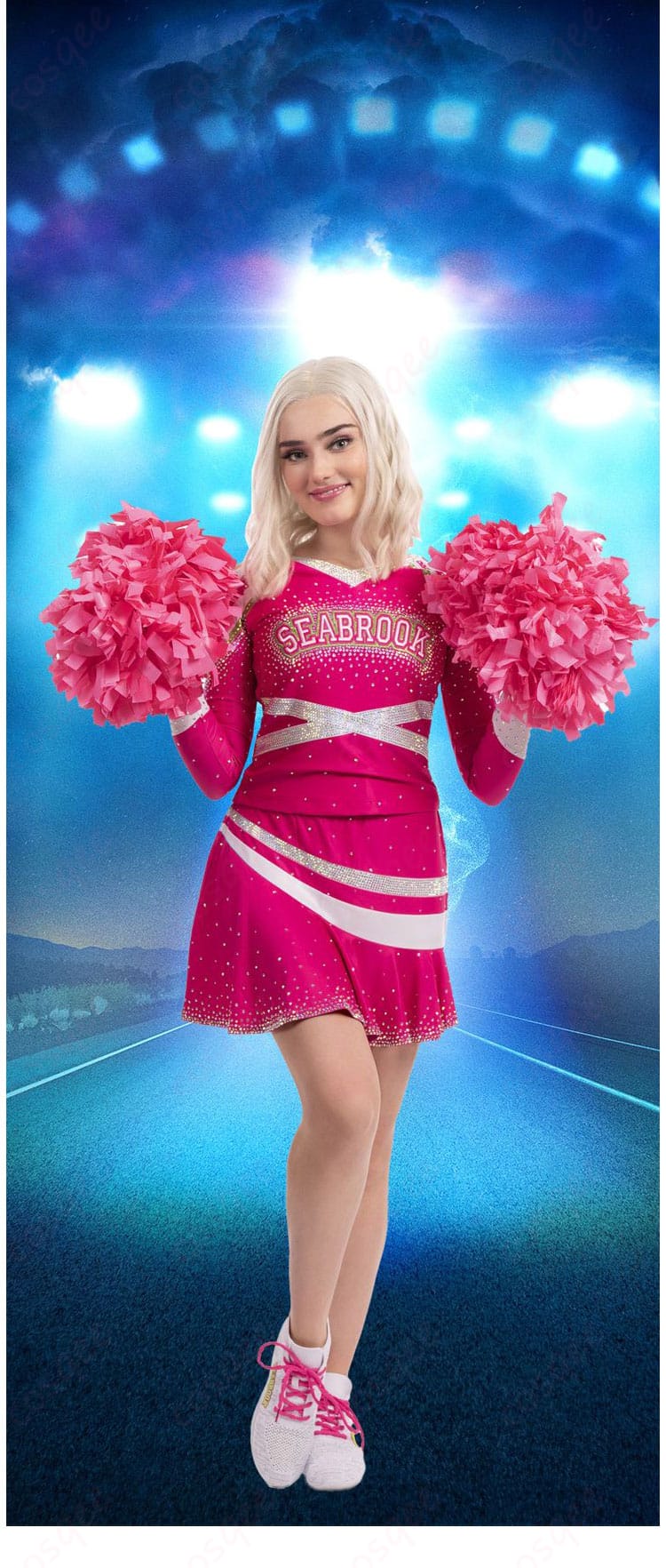 コートとスカート正面装飾のディテール画像|ラインテープと配色のコントラスト表現