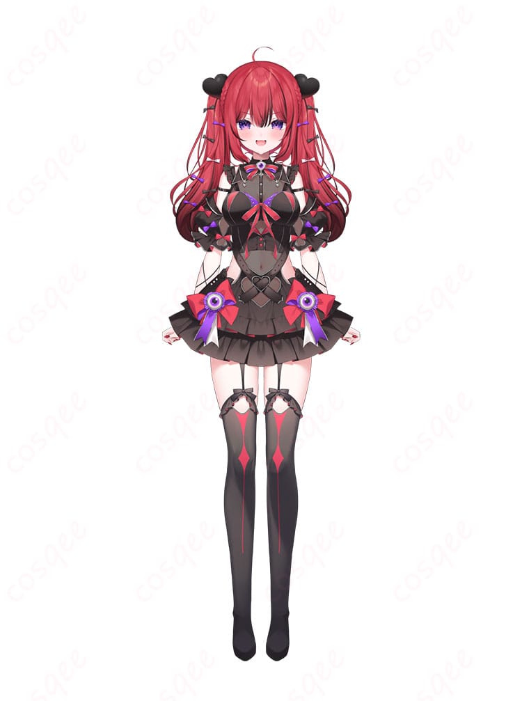 VEE・芽々守あんのキャラクター全身イメージを再現したコスプレ衣装のモデル着用写真