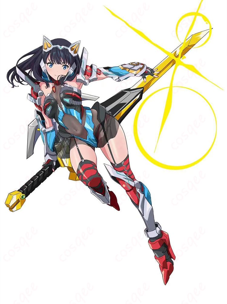 SSSS.GRIDMAN 宝多六花 ドン・キホーテコラボ衣装の全身イメージ。高コントラスト配色とハリ感ある素材でクールに映えるデザイン