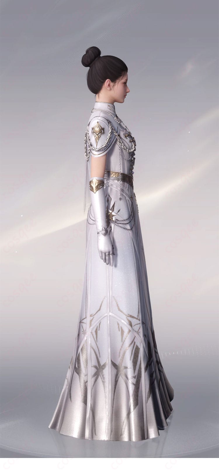 恋と深空 主人公 銀河の讃歌ホワイトドレスの衣装側面シルエット