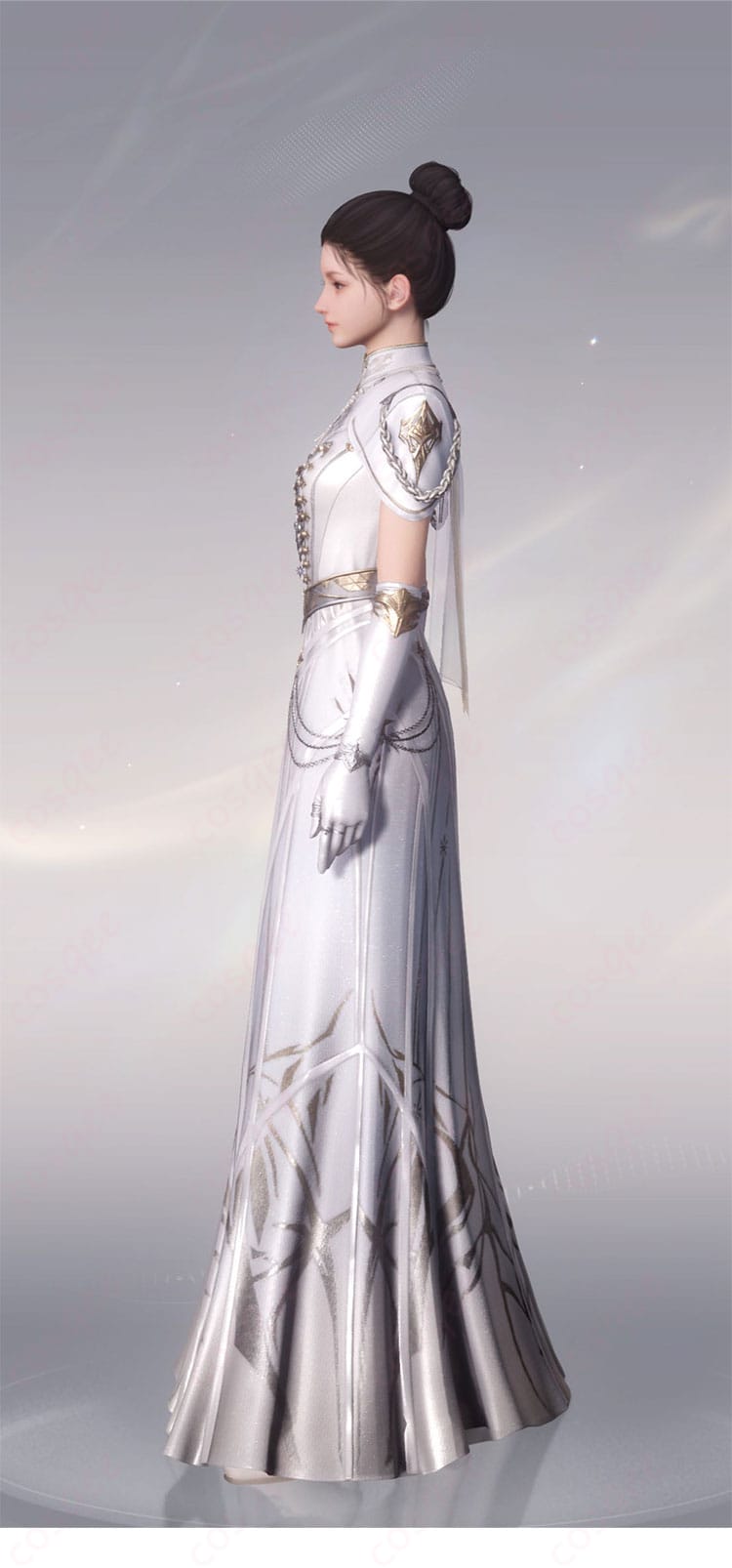 恋と深空 主人公 銀河の讃歌ホワイトドレス一式とアクセサリーの詳細カット(前面)