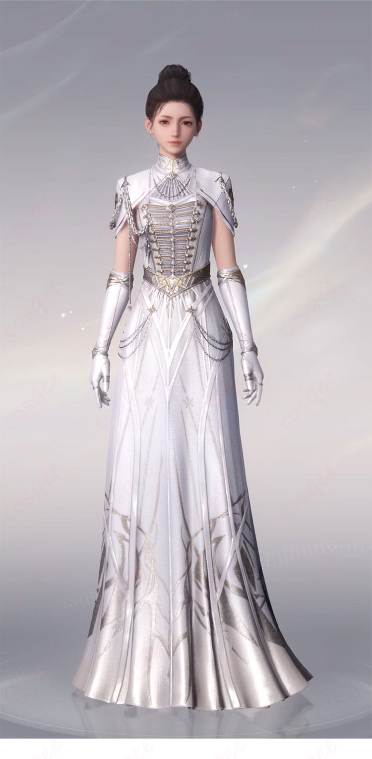 恋と深空 主人公 銀河の讃歌ホワイトドレスの衣装正面全体像