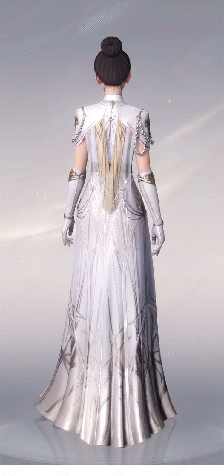恋と深空 主人公 銀河の讃歌ホワイトドレスの胸元とウエスト装飾ディテール