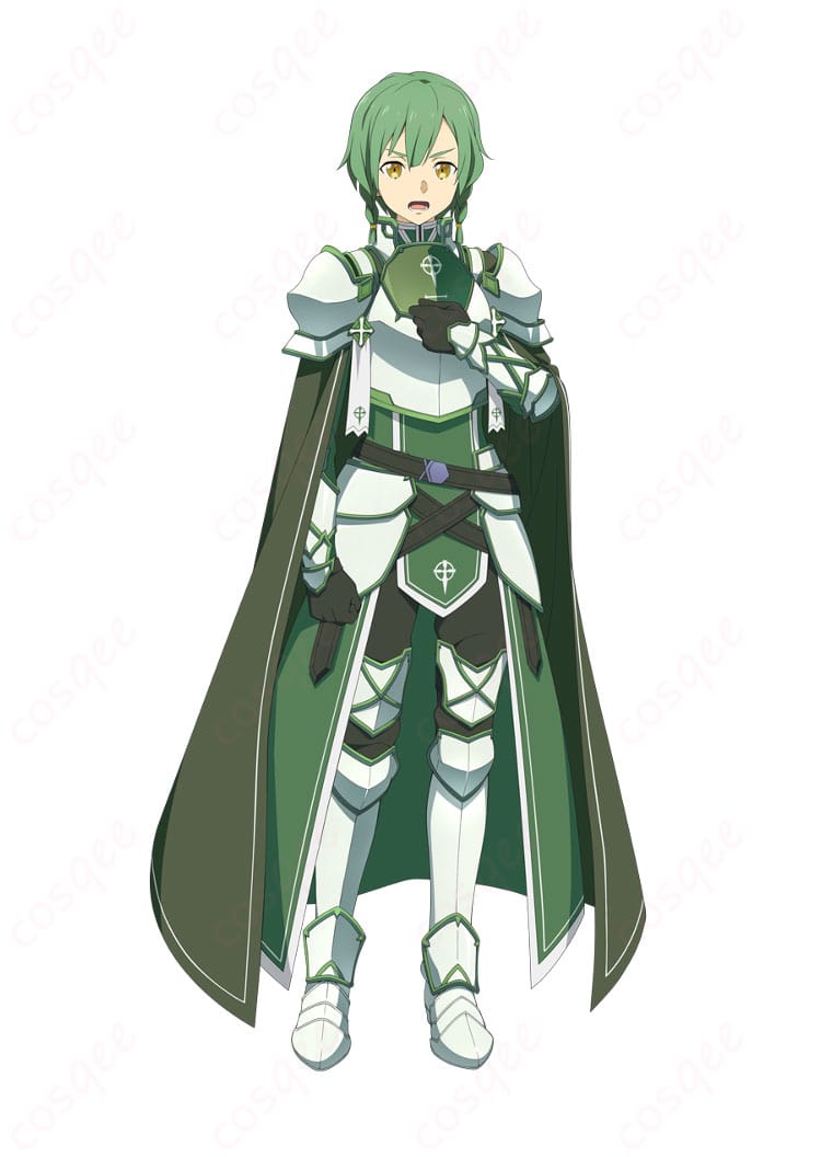 レンリ・シンセシス・トゥエニセブンの整合騎士コスプレ一式を正面から撮影した商品画像。鎧パーツとマントのシルエットがわかる構図。