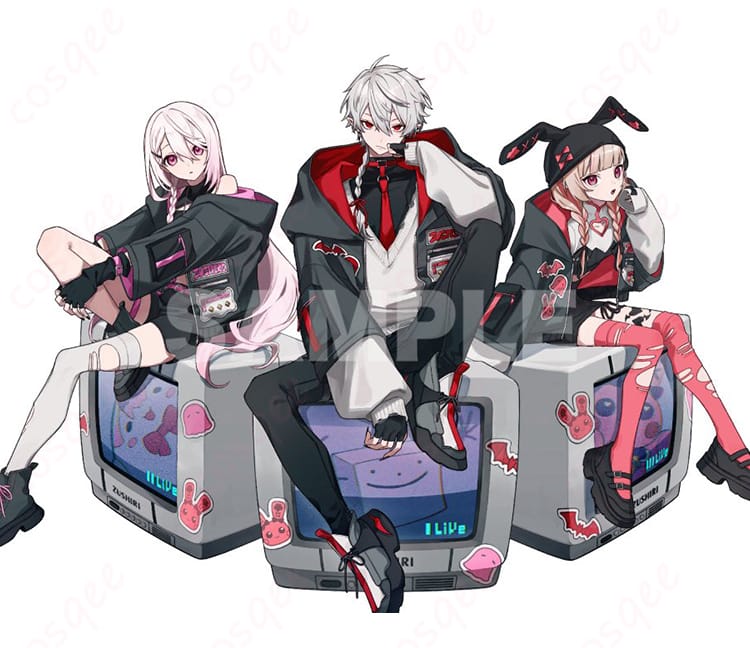 にじさんじ 葛葉 MV衣装のコスプレ一式を着用した正面全身イメージ。高発色でサイバーな質感とシャープなシルエットが映える商品画像