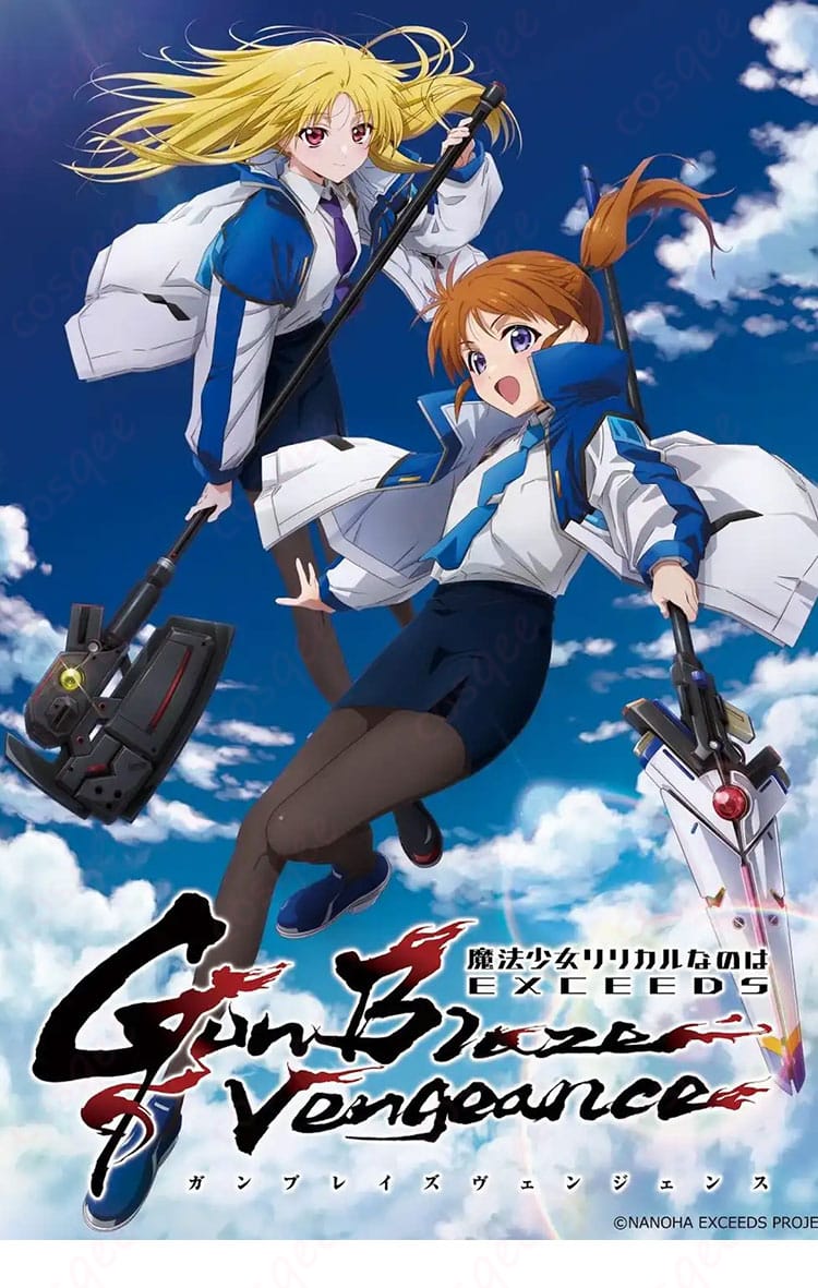 魔法少女リリカルなのは フェイト 学園制服コスプレのキービジュアル風ポーズ（爽やかで上品な印象）