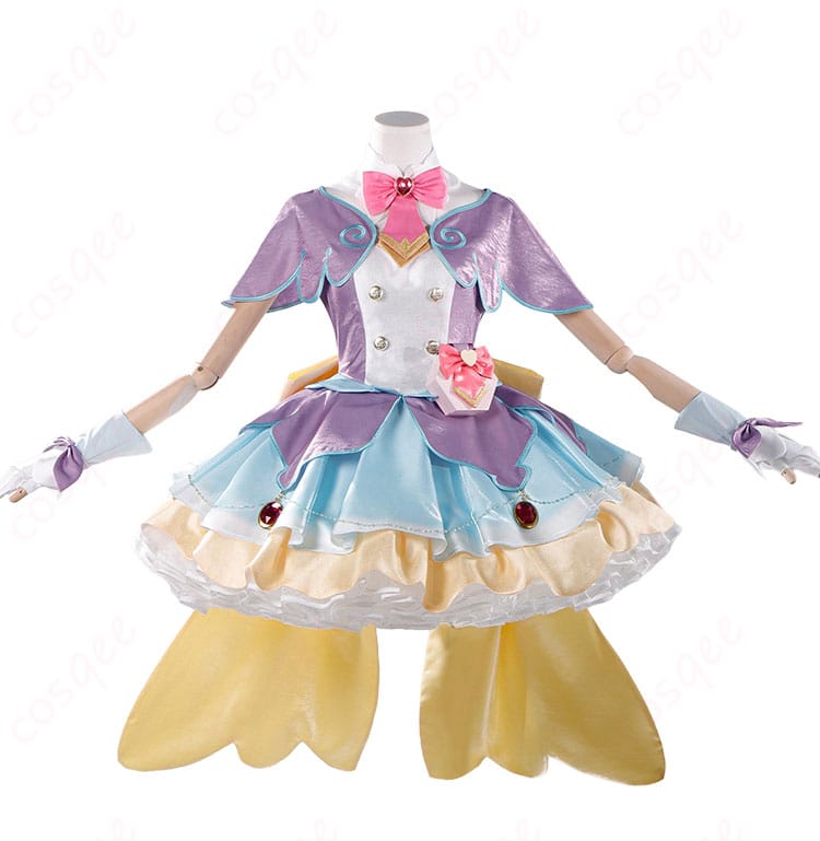 キュアアンサー衣装のワンピース+スカーフ+つけ襟+ケープの正面全体像
