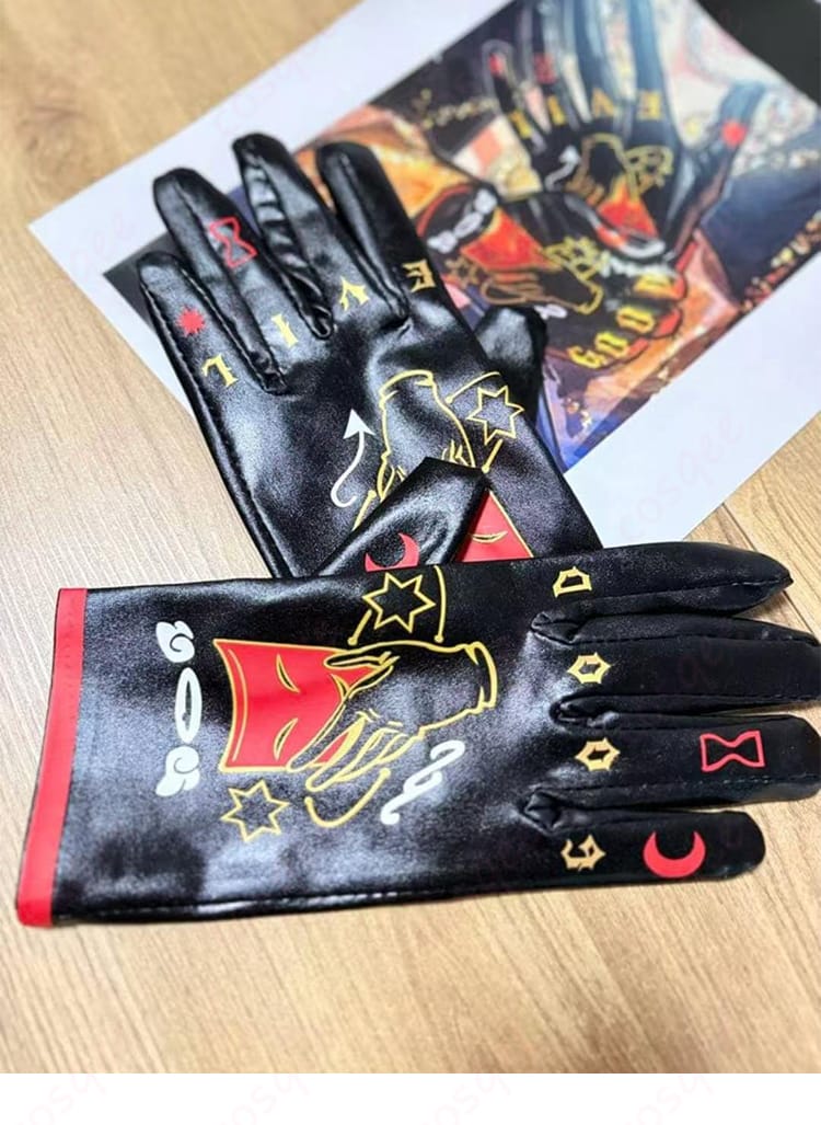 伊藤ふみや Charisma Battle Anthem 衣装の手袋装飾ディテール接写。金具と配色ラインの質感を再現した近接画像。