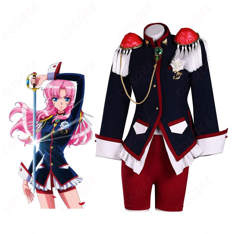 天上ウテナ 学園制服コスプレ衣装の装飾ディテール全体(肩章・襟元・胸飾り)