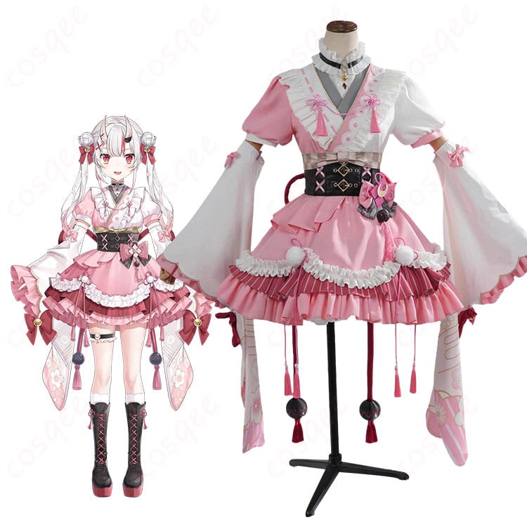 百鬼あやめ 和風メイド衣装コスプレの着用イメージと全身コーデ