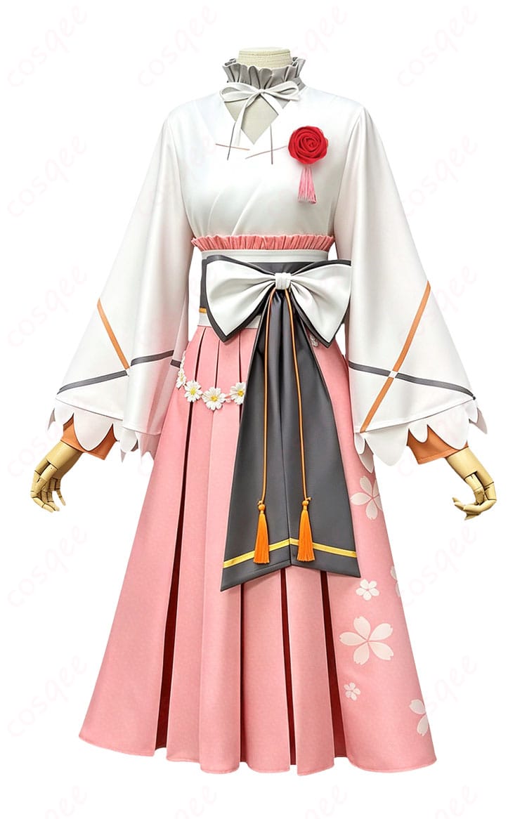 花葉雛菊 春の舞和装コスプレ衣装の上着とスカートのサイドシルエット
