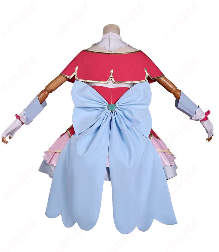 キュアミスティック変身後ドレスの背面。大型バックリボンとファスナー位置
