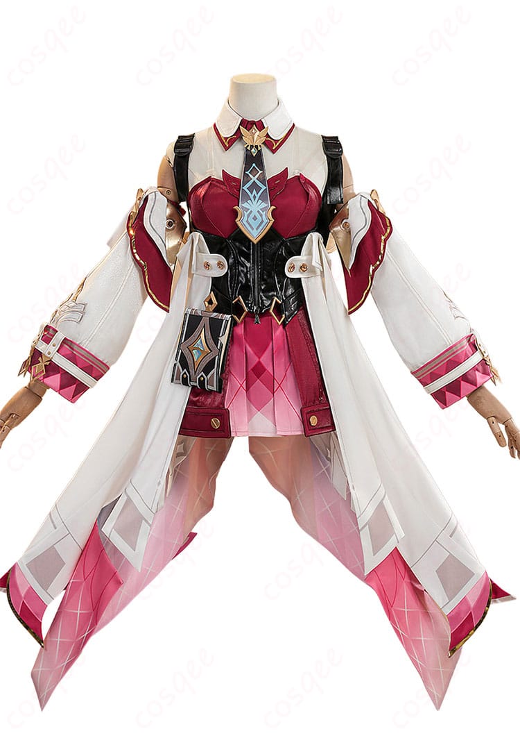 原神 リンネア コスプレ衣装の正面全体。上着・トップス・スカート・つけ襟のシルエットが分かる商品写真