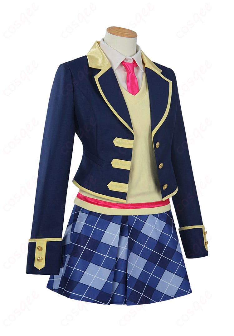 プリパラ パプリカ学園 冬制服コスプレ衣装の側面。スカートのフレア感とコートのラインを確認。