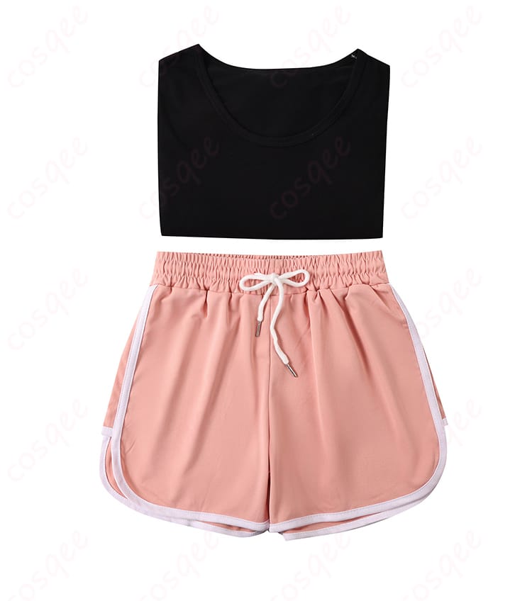 COSQEE Tシャツ&ショートパンツ 2点セット内容のフラットレイ