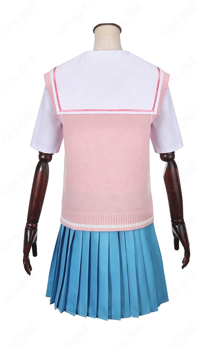 学園制服コスプレ ピンクベストセットの背面全体画像