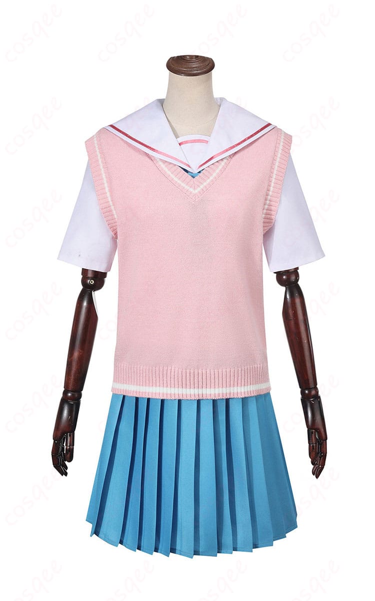 学園制服コスプレ ピンクベストセットの正面全体画像