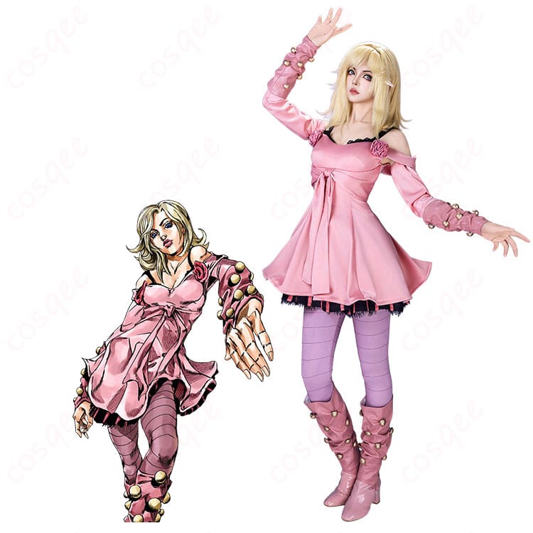 ルーシー・スティールのピンクドレス衣装一式を着用したモデルのキャラクター全身イメージ