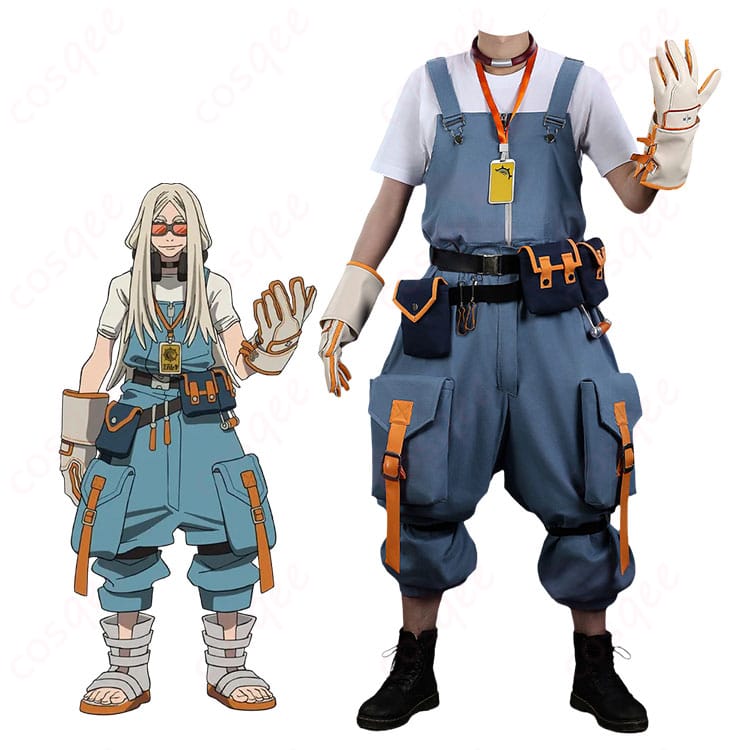 ガチアクタ オーガスト・スティルザのフルコーデ着用イメージ。サロペットと小物でキャラの情報量を再現。