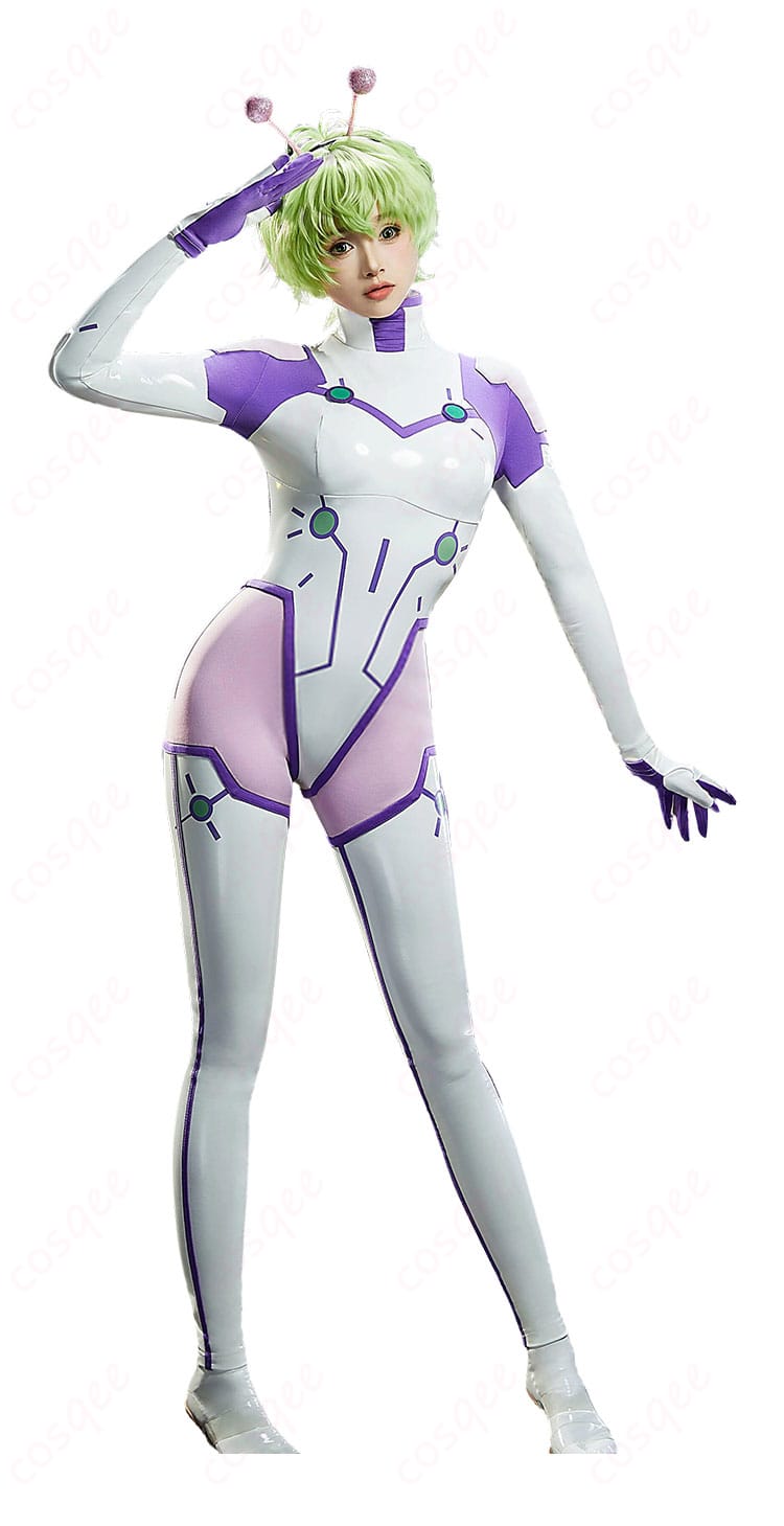 バモラ戦闘服ボディスーツの正面着用カット(高発色PUとコントラスト配色)