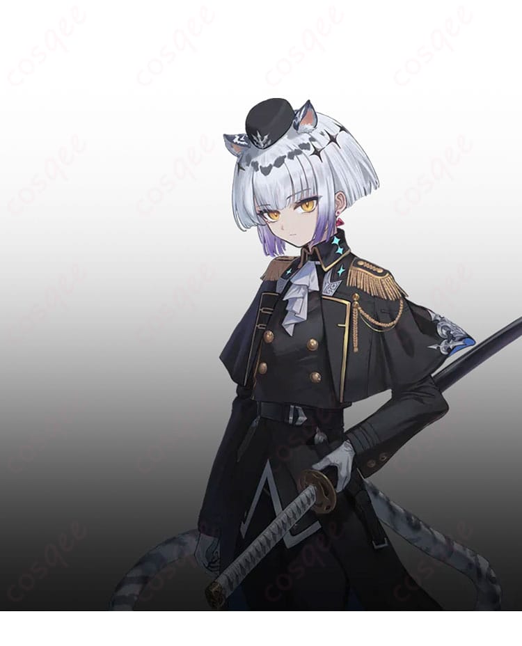 静寂のアナテマ・ギルダリアの軍服風コスプレ衣装を着用した全身イメージ