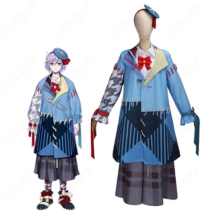 エペル・フェルミエのコスプレ衣装を着用した全身イメージ。学園制服風コートと蝶ネクタイ、小物のバランスが分かるビジュアル