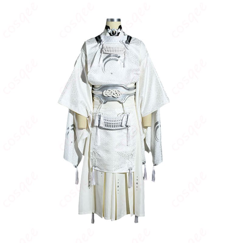舞台『刀剣乱舞』悲伝 三日月宗近・白い戦装束コスプレ衣装の正面全体像