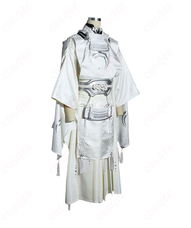 舞台『刀剣乱舞』悲伝 三日月宗近・白戦装束の狩衣と防具を見せる側面像