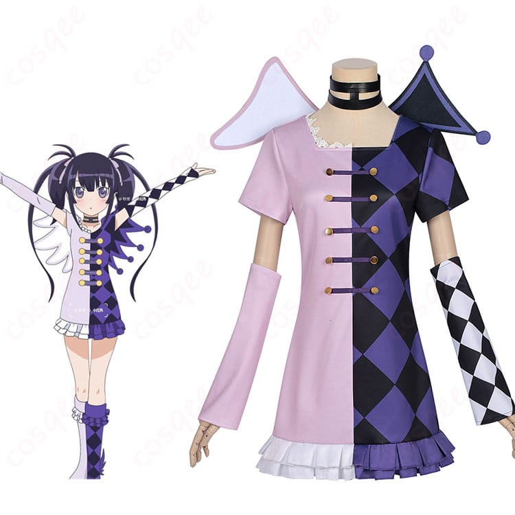 久里須かなめ アシンメトリー舞台衣装の全身イメージ。翼アクセ付きでキャラ再現度の高いコーディネート。