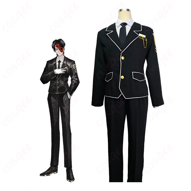 リンバス・カンパニー リアンのスーツ制服コスプレ衣装を着用イメージで示した全身画像