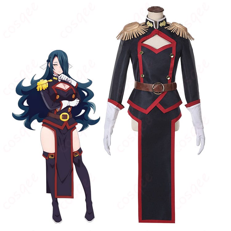 羽前京香の九番組隊服を着用した完成イメージ。上着と短パン、ベルト類の全体バランスがわかる画像