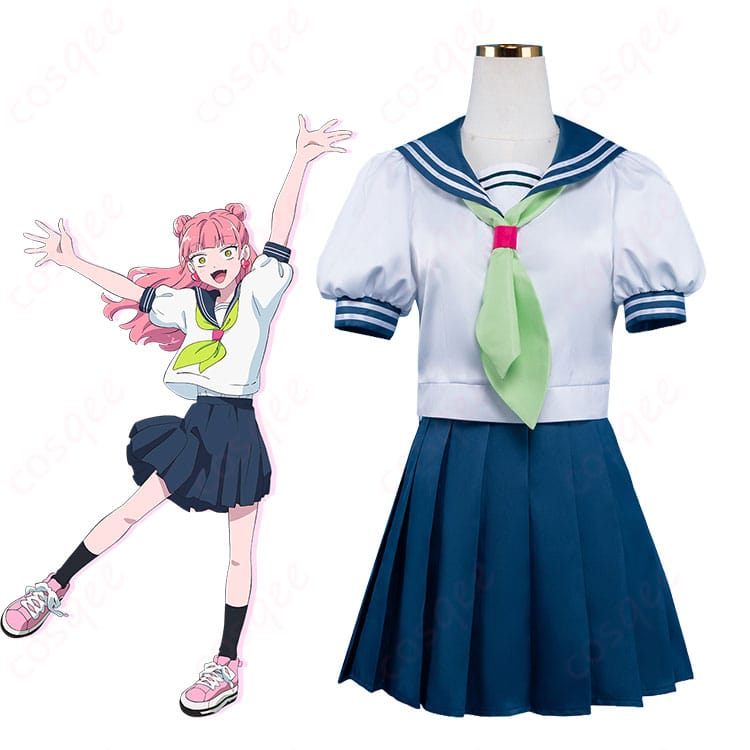 鈴木みゆ 夏制服セーラー服の着用イメージ全身。爽やかな配色とショートスカートで作品の雰囲気を再現。