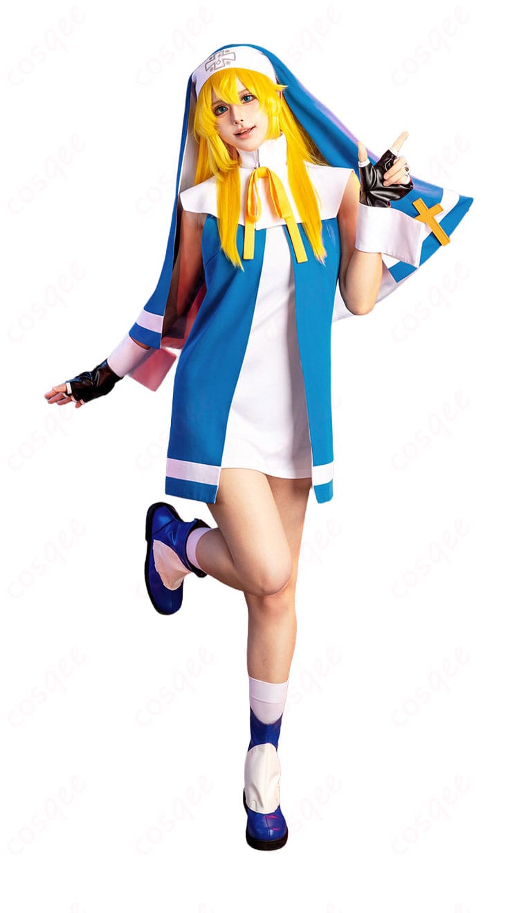 ブリジット修道服コスプレ全身、ワンピースとケープのシルエットが映えるカット