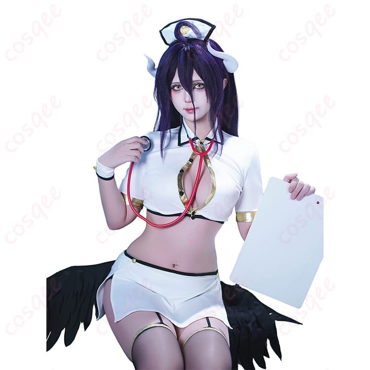 アルベド ナース風コスプレ｜漆黒の翼で高再現、軽やか着心地でイベント＆撮影に最適 - 2枚目の画像
