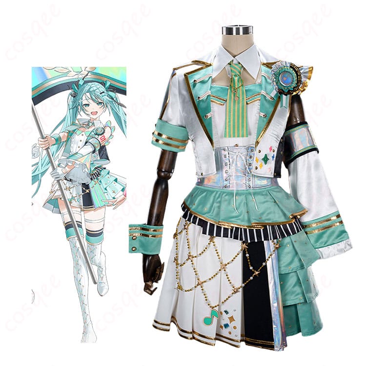 初音ミク 5th感謝祭ステージ衣装一式を着用したイメージ全身画像