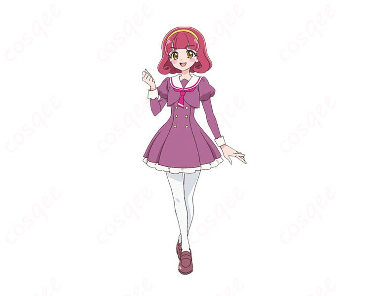 名探偵プリキュア!まことみらい学園制服コスプレ衣装の全身イメージ。ワンピースとスカーフを着用した爽やかで上品な学園スタイル